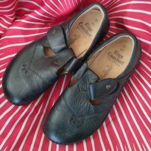 ❤️FINN COMFORT Black Leather  T Strap Mary Janes Shoes Sz 41 10 US $375